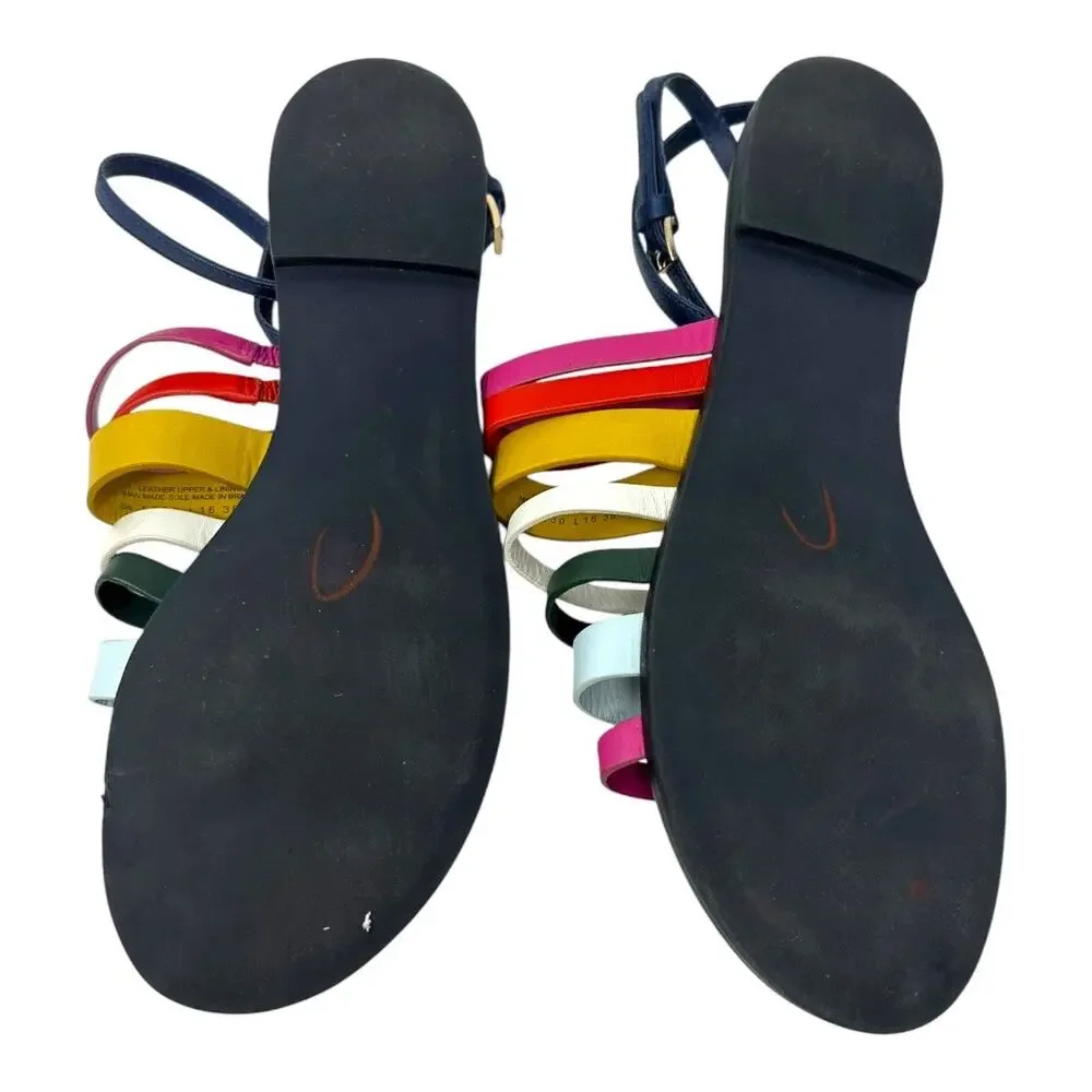 Tory Burch Multicolor Leather Strappy Sandals Ankle Strap Size 7.5